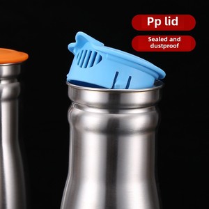 Bottiglia d'Acqua in Acciaio Inox da 1000ml, Brocca Antigoccia con Fondo Antiscivolo Rinforzato, Finitura Spazzolata e Coperchi Multicolore - Product Image 4