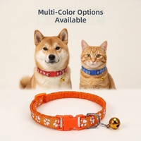 Collier pour animaux de compagnie avec imprimé empreinte réfléchissante et clochette, réglable 19-33 cm, sangle de cou en polyester pour chats et petits chiens, multicolores