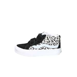 Zapatillas Vans para Niña, Negras con Estampado de Leopardo Blanco, Cierre de Velcro, Estilo Skate de Caña Alta - Product Image 1