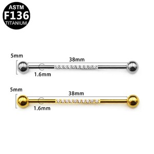 Titanium Plated Ear Barbell Butterfly Zircon Inlay 14mm Industrial Piercing Jewelry For Ear Bone <b>Helix</b> <b>Studs</b> - Product Image 5