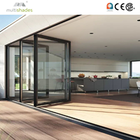 Porte pliante en verre structurel à haute résistance, MULTISHADES, porte extérieure moderne à double battant pour entrée de villa et patio