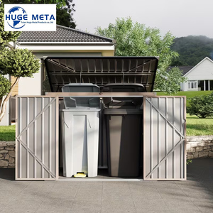 맞춤형 골판지 쓰레기통 보관함 아연 도금 강철 쓰레기통 보관함 정원용 야외 쓰레기통 보관함 - Product Image 6