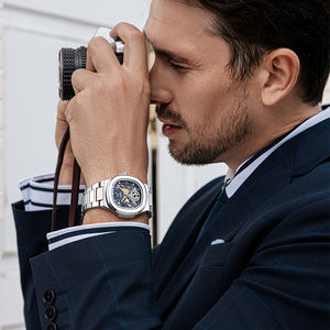 Orologio Automatico da Uomo Mark Fairwhale <span class=keywords><strong>in</strong></span> <span class=keywords><strong>Acciaio</strong></span> Inossidabile Cassa Quadrata Scheletrato Movimento Meccanico Lancette Luminose Cinturino <span class=keywords><strong>in</strong></span> <span class=keywords><strong>Acciaio</strong></span> Business - Product Image 5