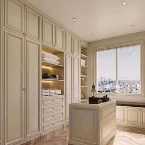 Ensemble de placard de luxe en forme de L sur mesure avec coiffeuse, style crème, pour chambre à coucher - Product Image 4