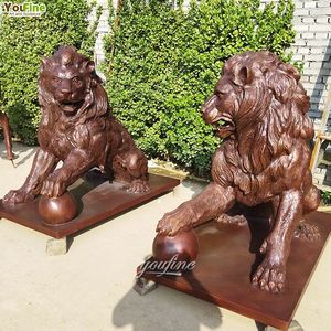 Casting Art Lion Ball Sculpture Palais Lion En Bronze Avec Statue Boule - Product Image 2