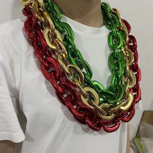 축구 축하 목걸이 아크릴 링크 체인 힙합 스타일 목걸이 대형 컬러 하드 플라스틱 팬 체인 - Product Image 6