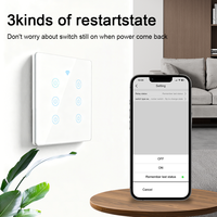 Interrupteur intelligent Wi-Fi Tuya monophasé 100-240V 6 gangs multi-contrôle 0-3000W neutre intelligent pour la décoration intérieure