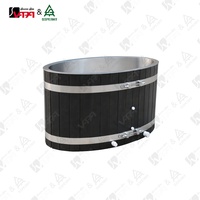Baignoire à immersion froide de forme tonneau en bois de cèdre rouge massif, finition noire carbonisée, taille personnalisable, design moderne