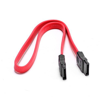 Kabel Data Serial SATA 3.0 SSD 7P-7P Kepala Lurus Selubung PVC Magnetik 0.5m Konduktor CCA Pipih Merah Komputer