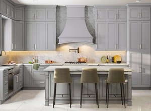 Prima Customizable Modern Modular Kitchen <strong>Cabinet</strong> <strong>Curved</strong> Island Platform Shaker Stainless Steel Sink <strong>Glass</strong> Solid for Villas - Product Image 3