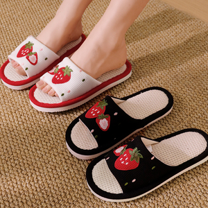 Wholesale Hot Sale Eva Sole Girl's Soft Soled Slippers Linen Upper Flat Slippers With Brand New High Quality - Product Image 3