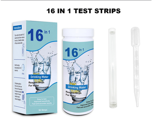 Tiras Reactivas para Análisis <span class=keywords><strong>de</strong></span> Agua Potable 16 en 1, 50 Unidades, Papel <span class=keywords><strong>de</strong></span> Prueba para Calidad del Agua <span class=keywords><strong>de</strong></span> Piscinas, Cloro Residual, pH, Dureza, <span class=keywords><strong>Nitrato</strong></span> <span class=keywords><strong>de</strong></span> <span class=keywords><strong>Hierro</strong></span> - Product Image 1