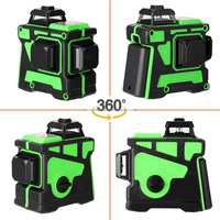 Niveau laser rotatif 3D 12 lignes à faisceau vert, rechargeable, batterie lithium, mode impulsion, 360 degrés, pour projets industriels et bricolage