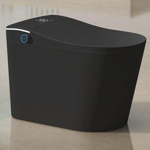 Nouvelle cuvette de toilette intelligente en céramique noire, anti-odeur, éclairage nocturne, fonctions d'eau, forme allongée, suite d'hôtel incluse, siège inclus - Product Image 5
