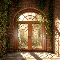 Fenêtres en bois rustiques revêtues d'aluminium, homologuées pour l'hiver, avec verre trempé, persiennes, triple isolation, design pliant, pour hôtels et villas