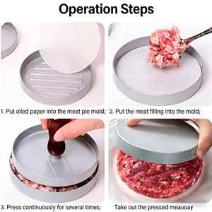 Presse à hamburgers multifonctionnelle antiadhésive avec 100 emporte-pièces - Idéale pour le bœuf, le poulet, le poisson et facile à nettoyer - Product Image 2