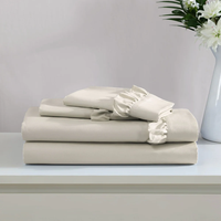 Ensemble de draps de lit Queen en microfibre douce 90 g/m² - 100 % polyester, ourlet à volants, literie 4 pièces avec taies d'oreiller