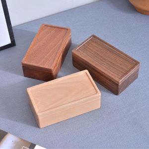 Solid Wood Minimalist Jewelry Box Rectangle Portable <b>Storage</b> For <b>Rings</b> Earrings Necklaces Jewelry - Product Image 2