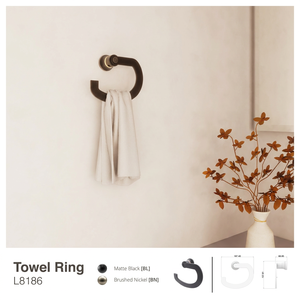 Matte <b>Black</b> Wall Mounted <b>Towel</b> Ring Zinc Alloy Hand <b>Towel</b> <b>Holder</b> Modern Bathroom Hotel - Product Image 3