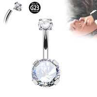 Bijoux fins nombril anneau F136 titane fil interne rond/carré/étoile/coeur CZ nombril anneaux Piercing bijoux de corps