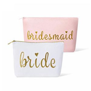 Bolsas de Cosméticos de Lona con Cremallera y Estampado Personalizado para Mujer, Bolsa de Cosméticos de Lona de Algodón para Novia y Damas de Honor - Product Image 3