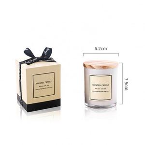 Glass Jar Scented Candles, Smokeless Aromatherapy Candle with Wooden Lid Luxury Private Label Candles Making by <b>Soy</b> <b>Wax</b>/ - Product Image 6