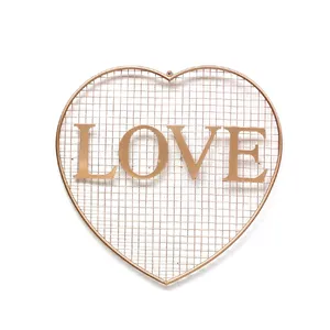 하트 모양의 사랑 단어 기호 아트 벽 교수형 홈 장식 프레임 발렌타인 데이 장식 미스터 골드 금속 벽 장식
