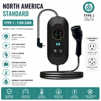 Chargeur EV portable de niveau 2, chargeur EV portable AC Mode 2 avec écran, Type 1, 3,5 kW, 16 A, monophasé, chargeur EV de niveau 2, Type 1