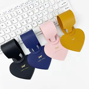 Custom heart-shaped PU Leather Luggage Tag Premium Beach Design with Letter Pattern