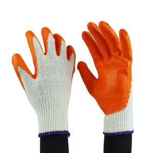 Guantes de trabajo con recubrimiento de látex suave, guante de punto de algodón blanco natural para protección de manos - Product Image 1