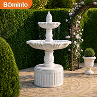 Fontaine de jardin en marbre blanc à 3 niveaux avec finition ananas sculptée à la main, pour décoration extérieure d'hôtels, villas et cours.