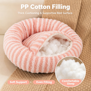 ที่นอนสัตว์เลี้ยงรูปโดนัท ผ้าฟลีซมูนไลท์ ใยฝ้าย PP ฐานกันลื่นแบบเทปกันน้ำ  แบบออร์โธปิดิกส์ ช่วยให้สงบ  แบบพกพา ถอดซักได้ ใช้ได้ทุกฤดู - Product Image 6