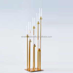 Elegante candelabro de rama dorada <span class=keywords><strong>con</strong></span> pantalla acrílica para Decoración de mesa de boda y centro de mesa de sala de estar - Product Image 2