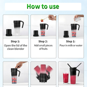 Frullatore Portatile 470ml Ricaricabile USB con 6 Lame Mini Spremiagrumi Manuale per Frullati di <span class=keywords><strong>Frutta</strong></span> con Cannuccia - Product Image 5
