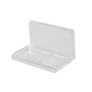 קופסת פודרה קומפקטית שקופה לאיפור, פלטת צלליות עם לוגו מותאם אישית, אריזת מותג פרטי, מארז ריק לצלליות וסומק. - Product Image 1