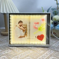 Lámpara de Mesa con Marco de Fotos e Iluminación LED, para Regalo, Adorno, Luz Nocturna Ambiental para Interiores, Decoración para Bodas, Fiestas, Escritorio, Mesita de Noche
