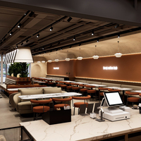 Décoration de café personnalisable, design mobile, nouveauté pour équipement commercial, intérieur de remorque, style moderne et tables pour café