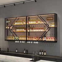 Porte-bouteilles mural en fer forgé, étagère lumineuse moderne pour spiritueux, vin rouge et bière, mobilier de restaurant et de maison réglable