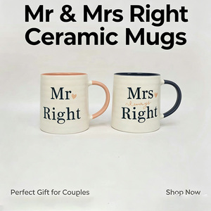 Set di Tazze per Coppie <span class=keywords><strong>Mr</strong></span> <span class=keywords><strong>Right</strong></span> & Mrs Always <span class=keywords><strong>Right</strong></span>, 2 Tazze da Caffè in Ceramica, Regalo per Matrimonio, Fidanzamento, Addio al Nubilato - Product Image 1