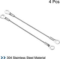Câble de sécurité en acier inoxydable 2 mm x 10 cm, lot de 4, avec œillets aux extrémités