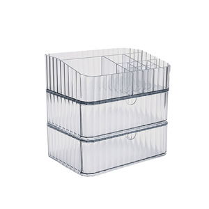 Transparent Plastic Cosmetic Storage Box Stackable Multi Functional Organizer Large Capacity <b>Makeup</b> Organizer With Partitions - Product Image 3