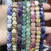 Perles en pierre facettées en forme de cœur de 8 mm en gros, pierres précieuses naturelles Amazonite et Agate indienne pour la fabrication de bijoux DIY