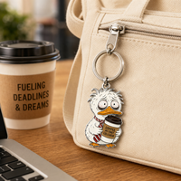 Porte-clés en émail souple en gros, breloque de sac pour collègue de bureau, porte-clés en métal personnalisé motif canard blanc de dessin animé