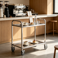 Chariot de service pour salle à manger, chariot utilitaire en acier inoxydable pour cuisine commerciale avec roulettes silencieuses