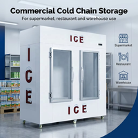 Exhibidor de Hielo en Cubos Embolsado de Acero Inoxidable de 2 Puertas para Interiores Comerciales, Enfriamiento Directo, Vertical, Control Digital