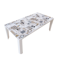 Nappe de table rectangulaire en PVC imprimé RNPT, motif cactus vert, élégante et décorative, pour hôtel, salon, salle de séjour