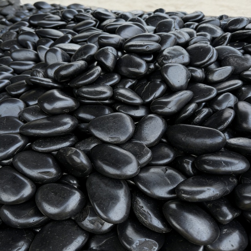 Natural Stone River Pebbles Black for