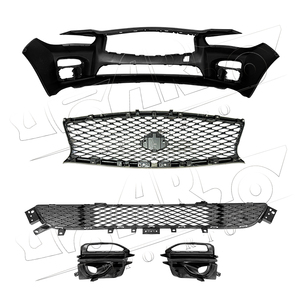 HS nouveau couvercle de <span class=keywords><strong>pare</strong></span>-chocs avant de voiture calandre supérieure calandre inférieure couvercle de lampe antibrouillard Kits de carrosserie automatique pour Infiniti Q50 Q50s 2014 2015 2016 2017 - Product Image 3