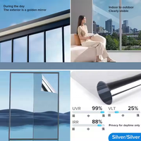 Film de protection pour vitres de voiture, teinté bleu et argenté, réfléchissant, pour la sécurité et la confidentialité, avec protection UV/infrarouge, en matériau PET