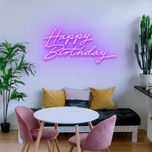 Koncept dropship tanda dinding Selamat Ulang Tahun 30 inci LED iklan Neon tanda Neon